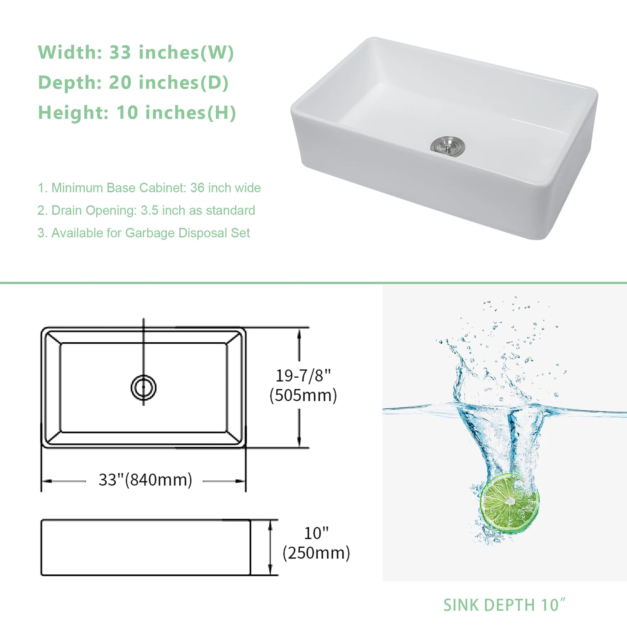 Fireclay Apron Front Farmhouse Kitchen Sinks Apron Front Single Bowl Farm Kitchen Sinks 33 Inch White Polished