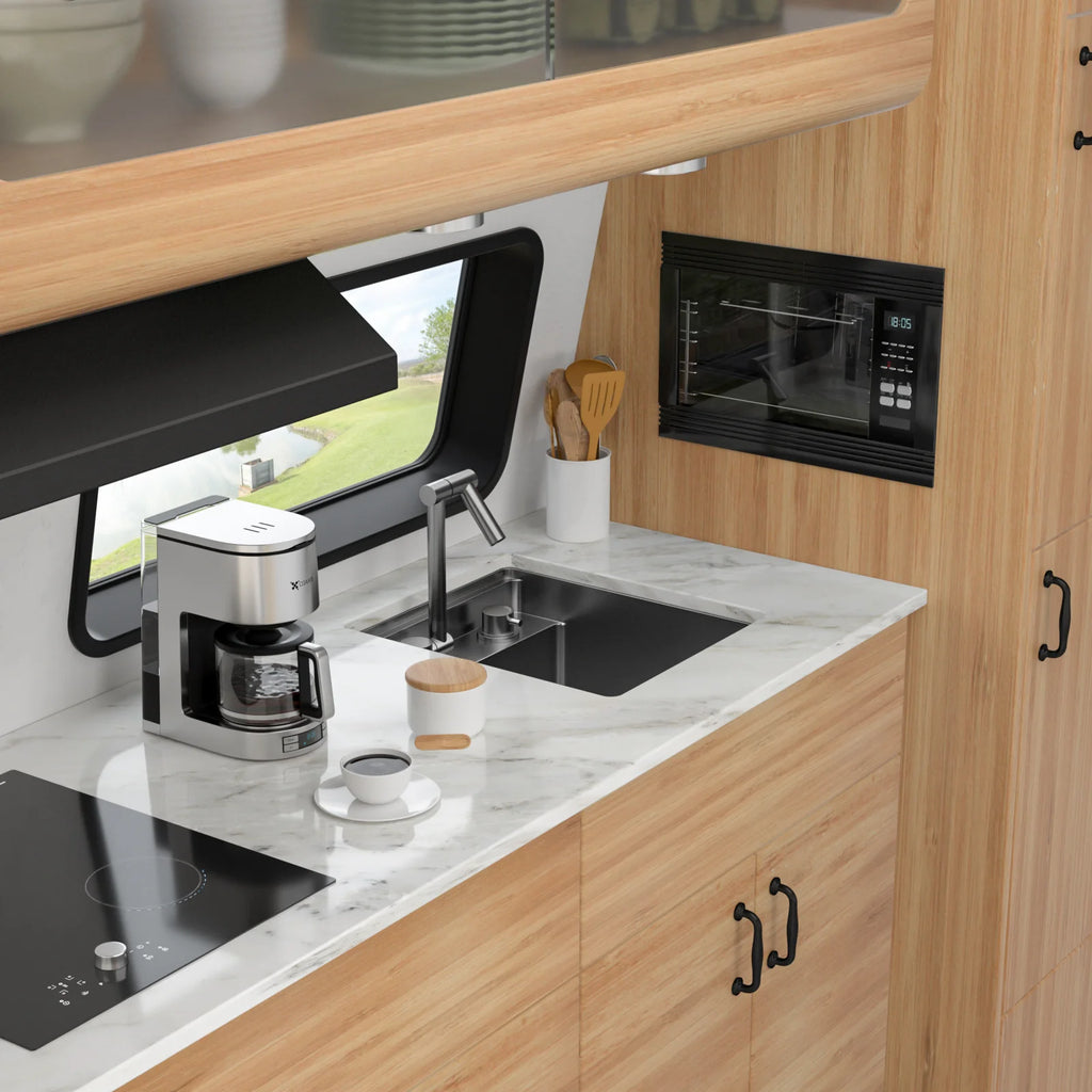 15 X 17 Inch Undermount Bar Sink Premium Stainless Steel Single Bowl with Faucet,Cutting Board Gunmetal Black RV Kitchen Sink