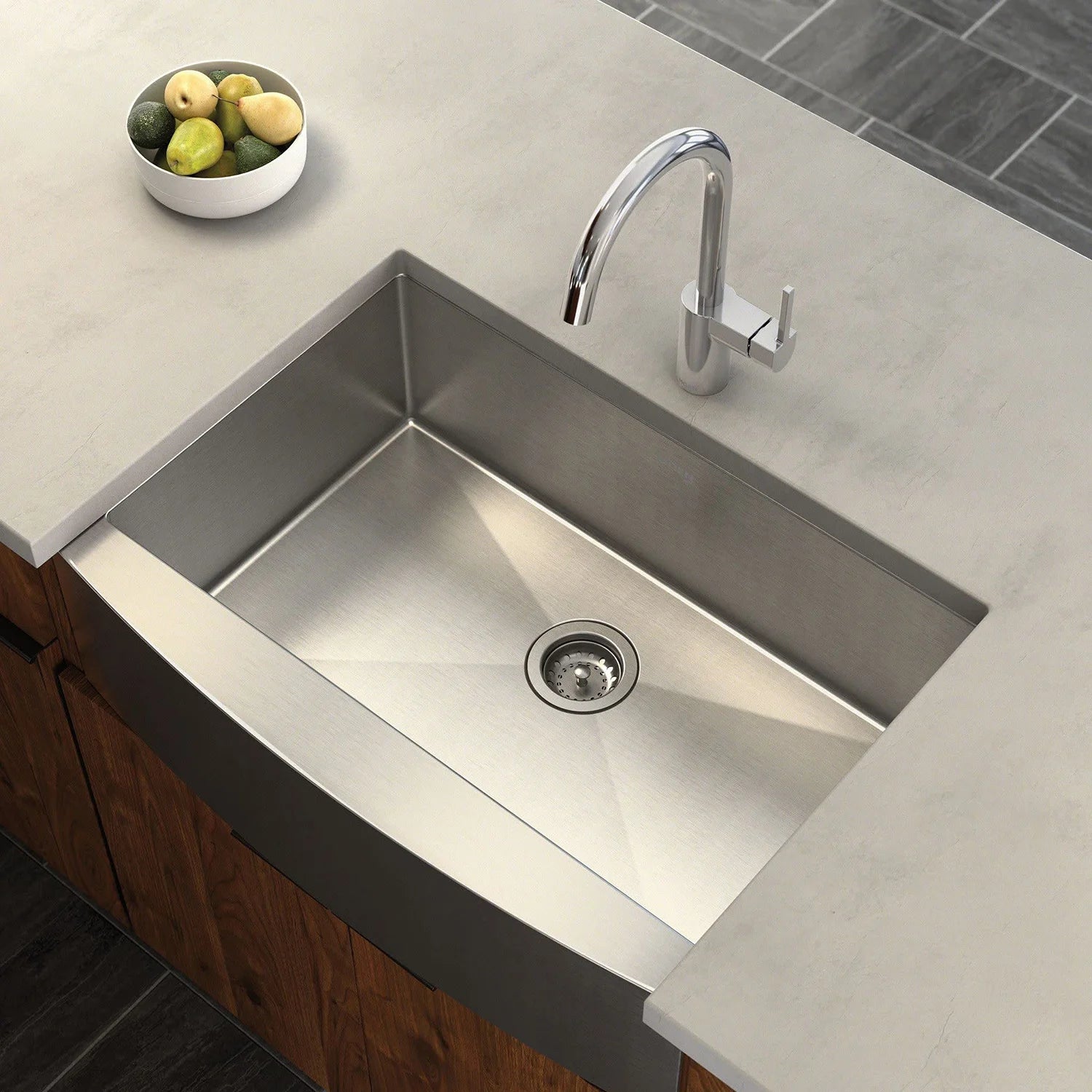 Aquacubic CUPC 33 Inch Large Farmhouse Handmade Stainless Steel Apron Front Kitchen Sink