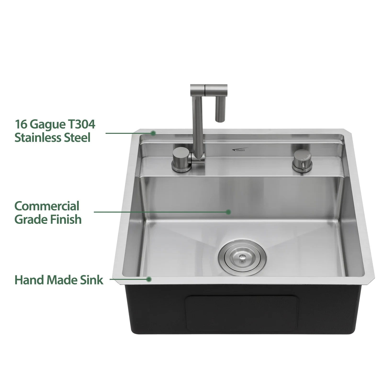 Undermount Bar Sink Workstation 21 X 19 Stainless Steel Wet Bar Prep Single Bowl 16 Gauge Small Kitchen Sink with Cutting Board