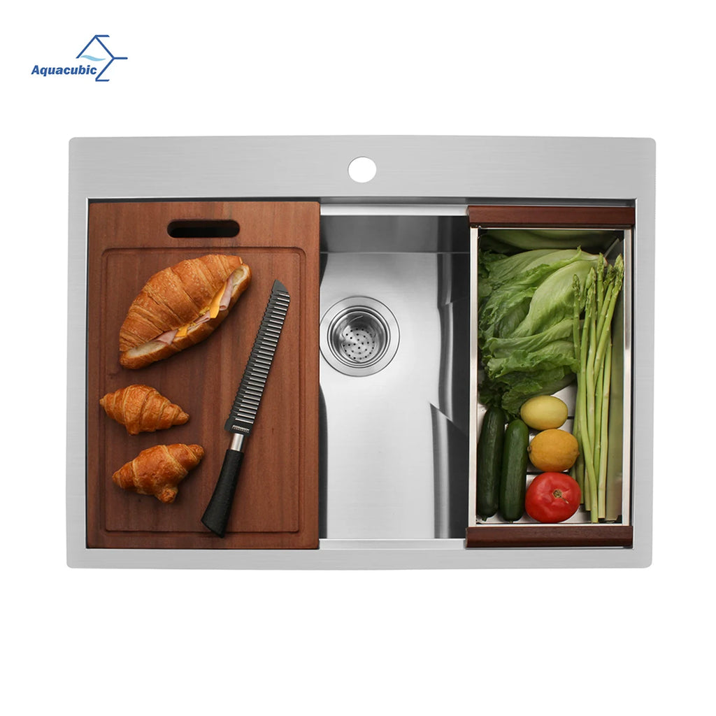 Large 33 X 22 Inch Handmade Sink SUS 304 All in One Top Mounts Workstation Kitchen Sink