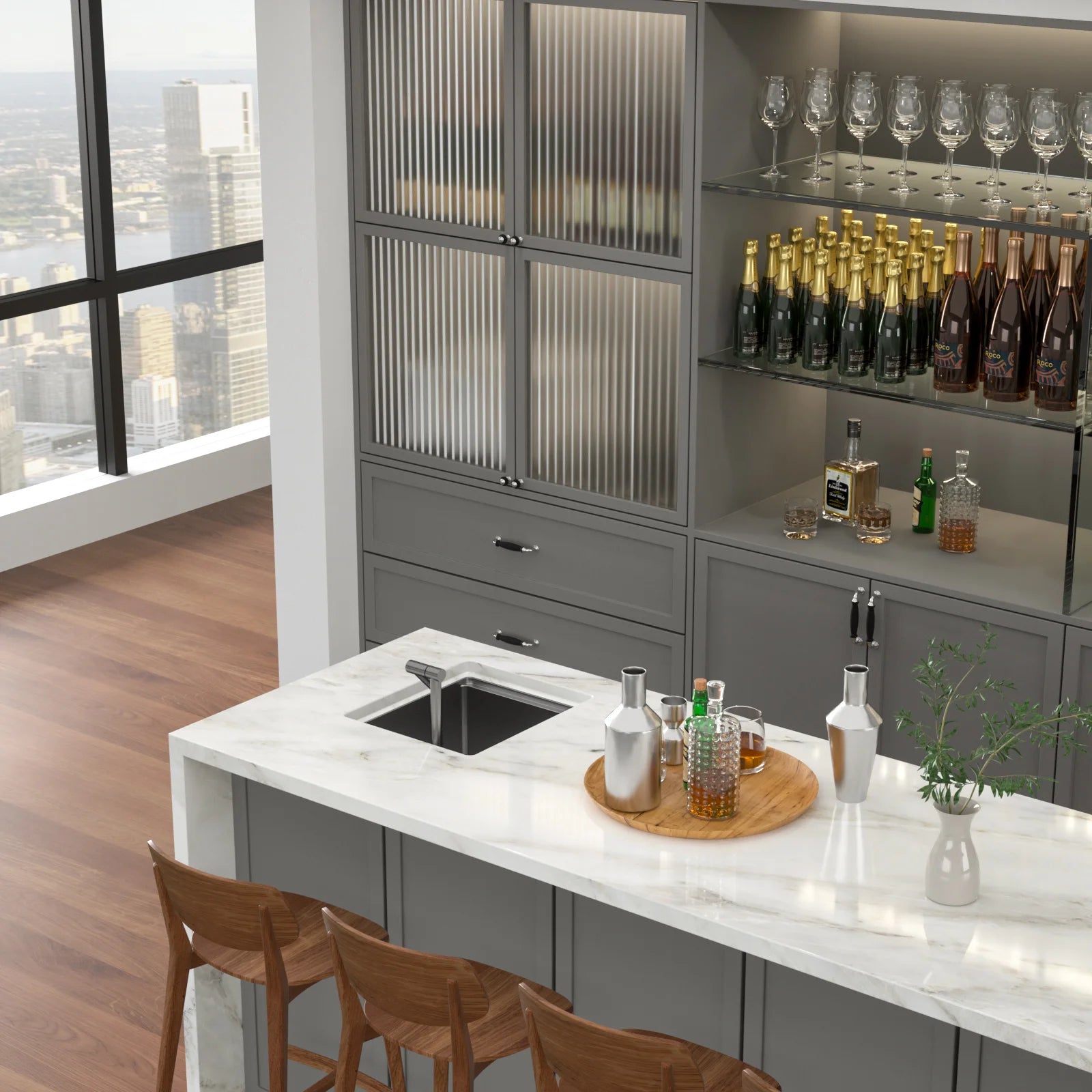 15 X 17 Inch Undermount Bar Sink Premium Stainless Steel Single Bowl with Faucet,Cutting Board Gunmetal Black RV Kitchen Sink