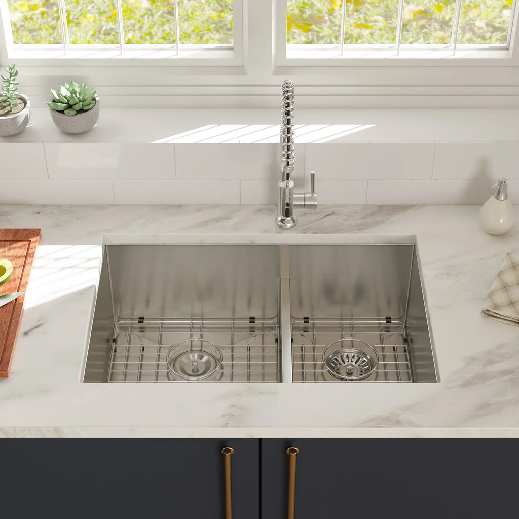 28-inch 60/40 Double Bowl 16 Gauge Stainless Steel 28*19*10 Inch Undermount Low-Divide Kitchen Sink