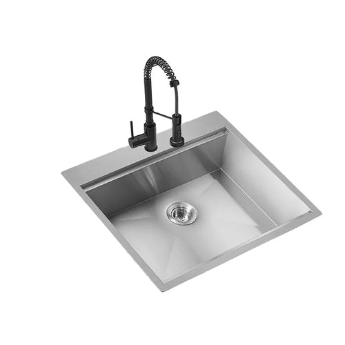 25 Inch Handmade 304 Stainless Steel Topmount Single Bowl Kitchen Sink Rectangular Rectangular One Hole Popular American Product