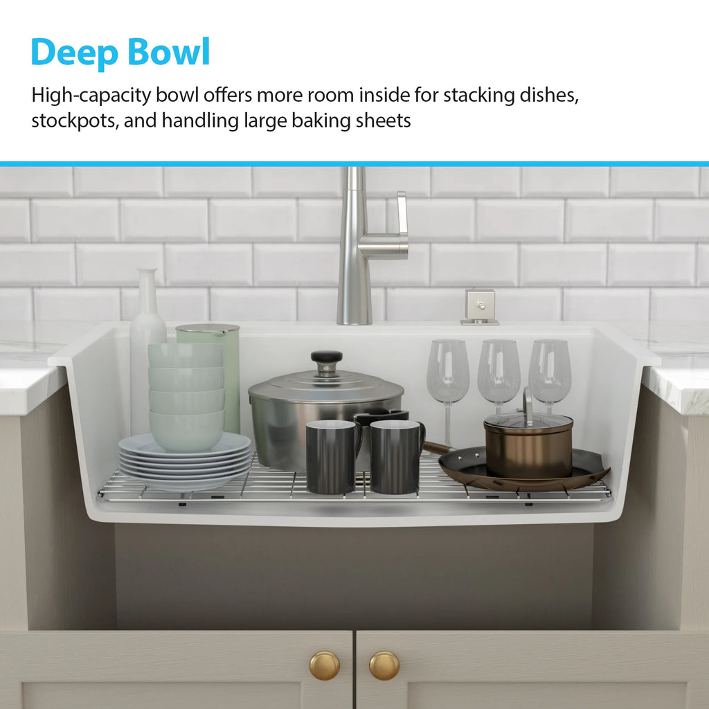 Sarlai Group 30"x19" Quartz Composite with Ledge Workstation Drop-in White Quartz Classic 30 Granite Composite Kitchen Sink