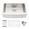 30 Inch Farmhouse Farm Apron Front Single Bowl 304 Stainless Steel Handmade Brush Nickel Kitchen Sink