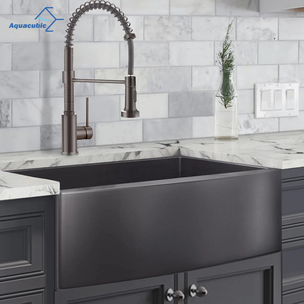 33 Inch Gunmetal Black Apron Front Nano PVD Sinks Handmade Stainless Steel Kitchen Sink