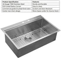 25 Inch Handmade 304 Stainless Steel Topmount Single Bowl Kitchen Sink Rectangular Rectangular One Hole Popular American Product