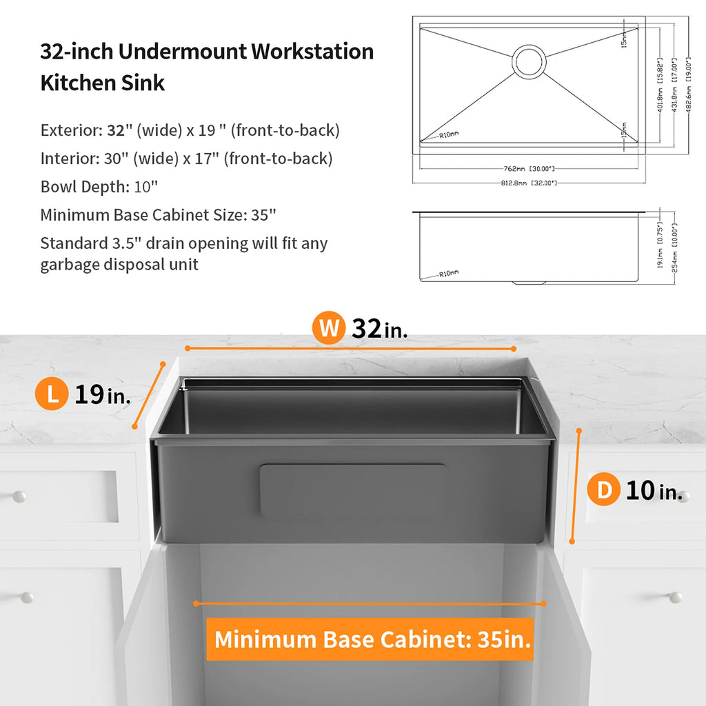 Aquacubic CUPC CE Certified Manufacturing 304 Stainless Steel Handmade Kitchen Sink