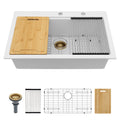 Sarlai Group 30"x19" Quartz Composite with Ledge Workstation Drop-in White Quartz Classic 30 Granite Composite Kitchen Sink