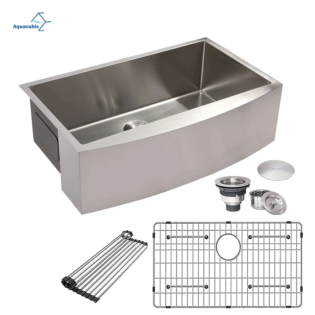 33 Inch Farmhouse / Farm Style / Country Style Single Bowl Stainless Steel Kitchen Front Apron Sink