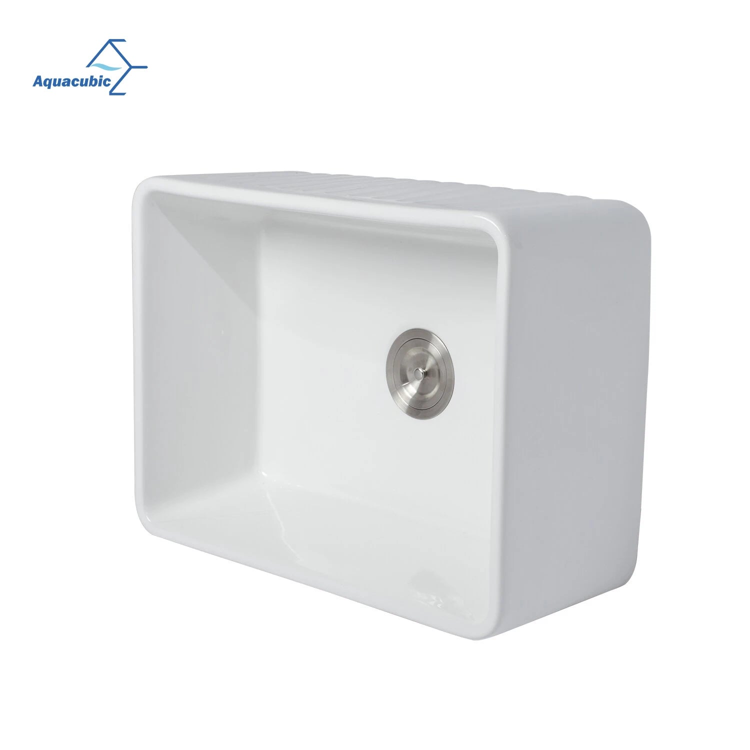 24-Inch Reversible Ceramic Kitchen Sink - Single Bowl Design with Left/Right Drain & Bottom Grid