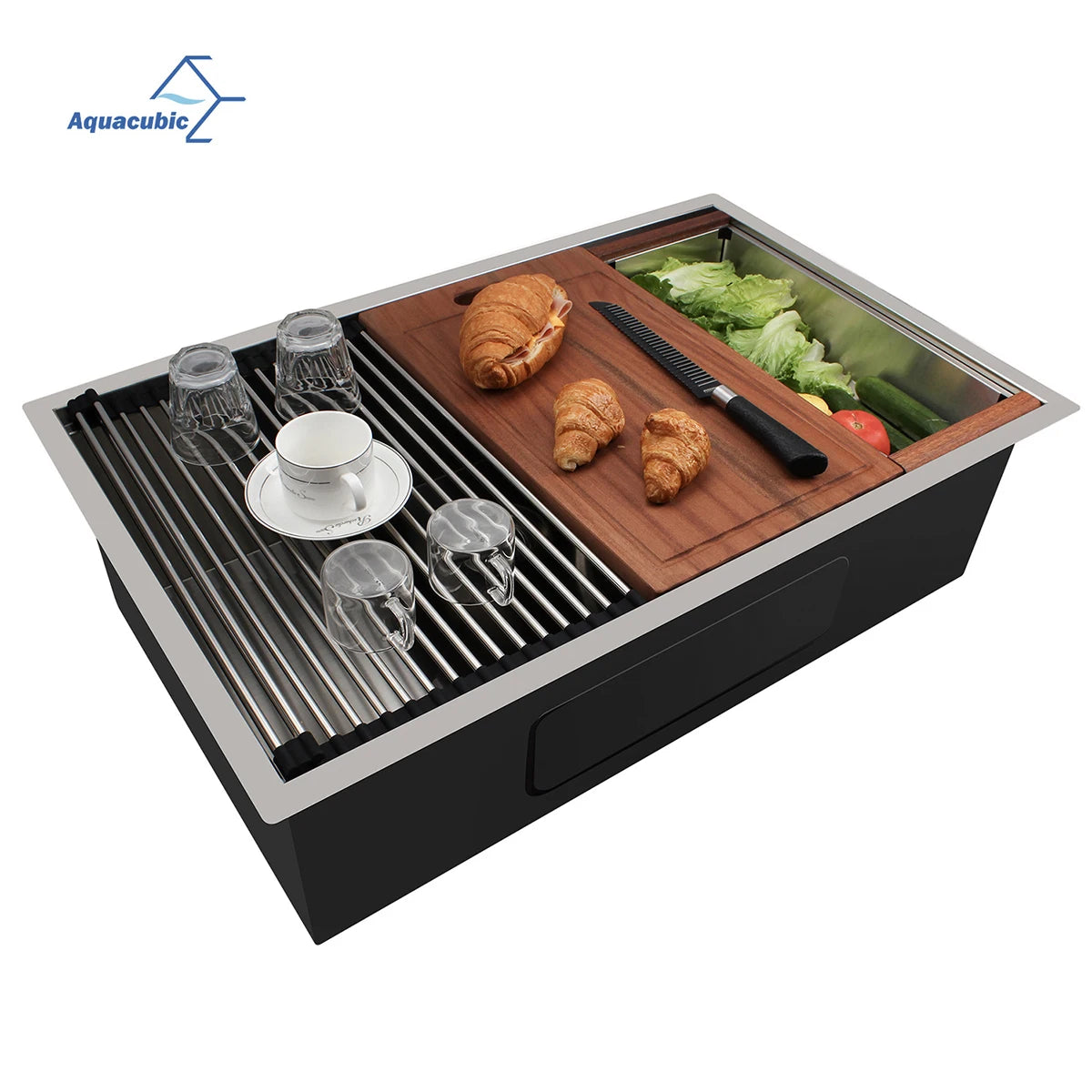 Aquacubic 32"x19" Workstation Cupc Undermount 304 Stainless Steel 16 Gauge Kitchen Sink