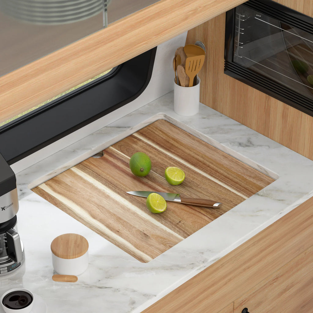 Undermount Bar Sink Workstation 21 X 19 Stainless Steel Wet Bar Prep Single Bowl 16 Gauge Small Kitchen Sink with Cutting Board