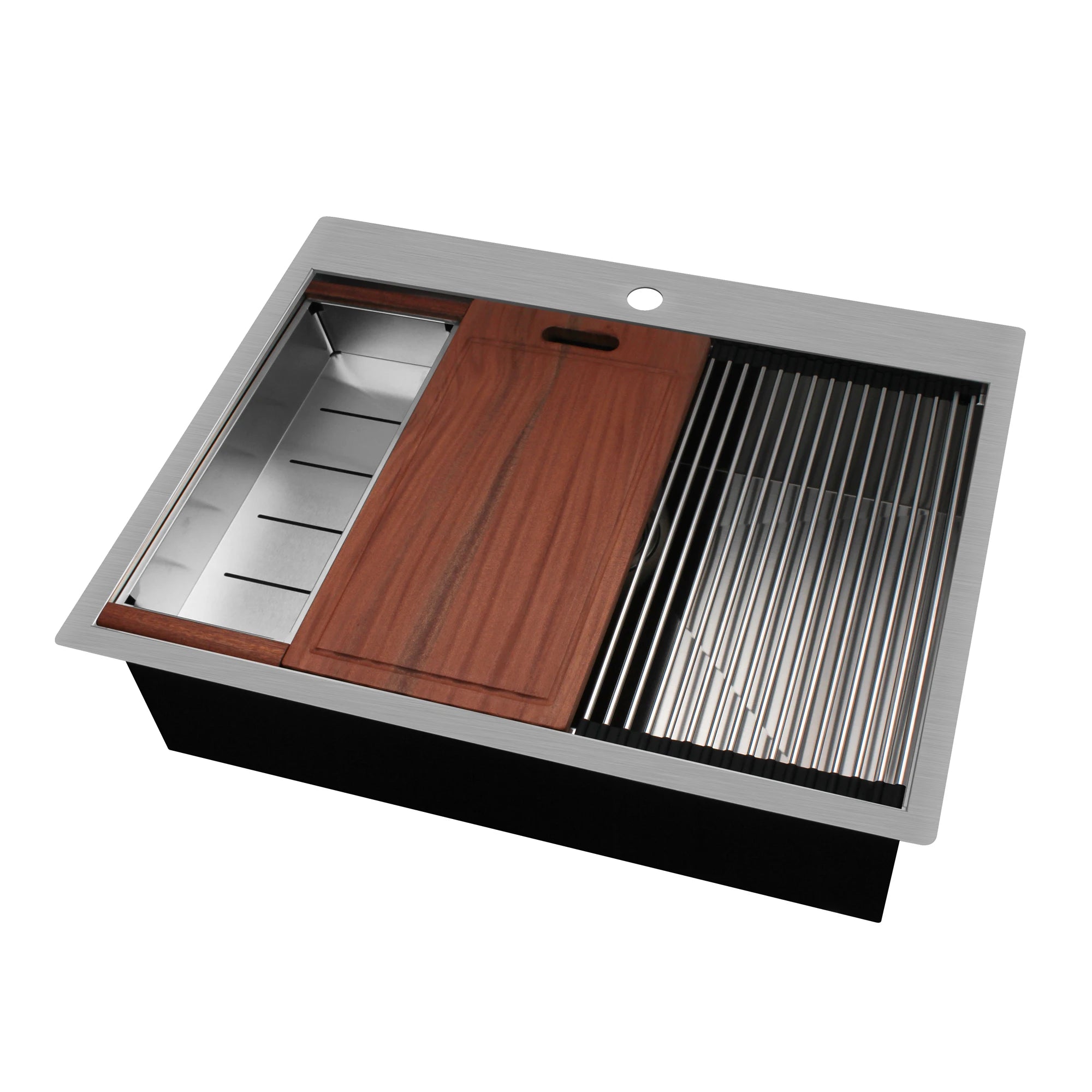 25 Inch Handmade 304 Stainless Steel Topmount Single Bowl Kitchen Sink Rectangular Rectangular One Hole Popular American Product