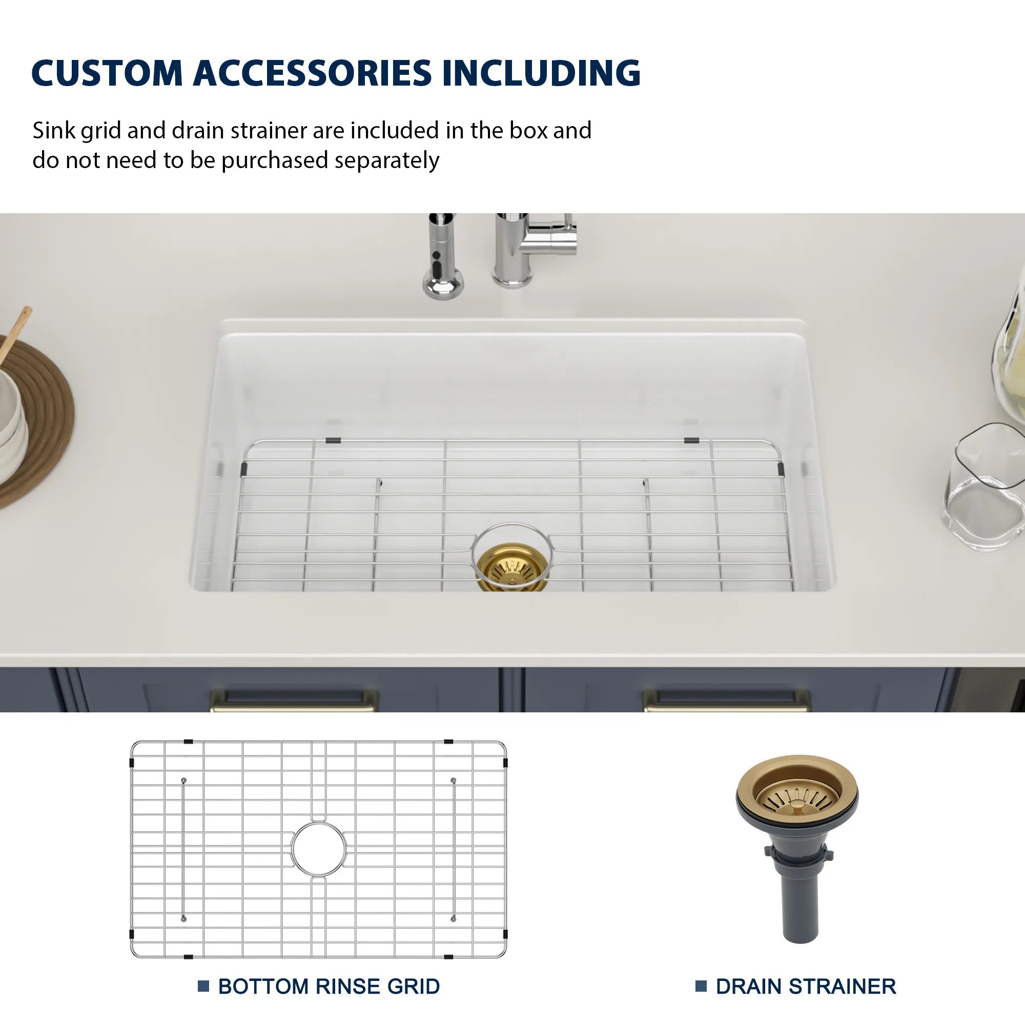 30*18 Inch Undermount Fireclay Single Bowl Kitchen Sink with Thick Mounting Deck in Gloss White