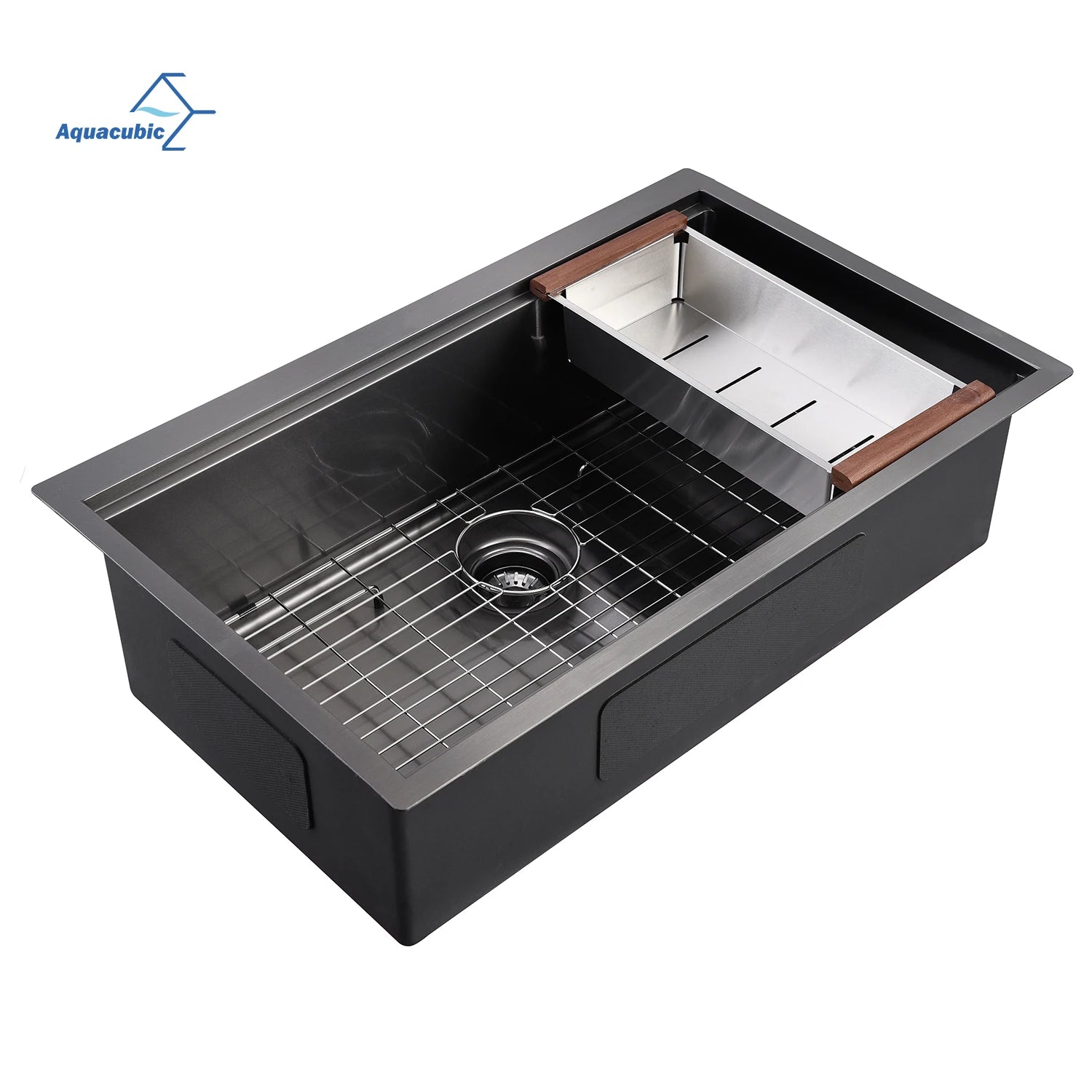 American Free Shipping 33 Inch PVD Nano Workstation Sink 16 Gauge R10 Corner Gunmetal Black Single Bowl Kitchen Sink