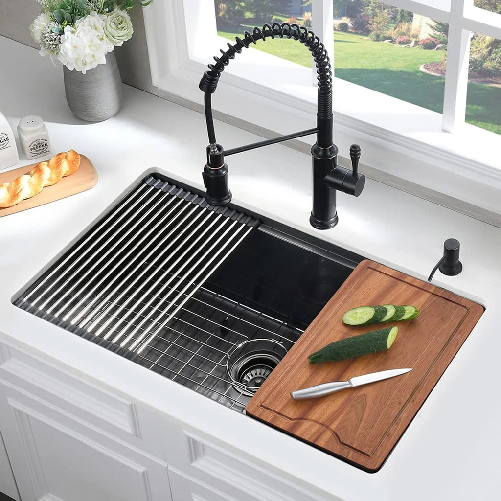 American Free Shipping 33 Inch PVD Nano Workstation Sink 16 Gauge R10 Corner Gunmetal Black Single Bowl Kitchen Sink